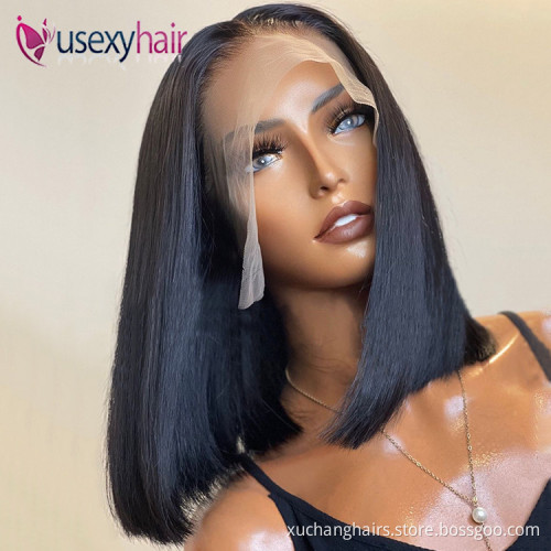 hot selling transparent hd lace front closure short bob wigs,virgin hair natural black blonde color short bob wigs